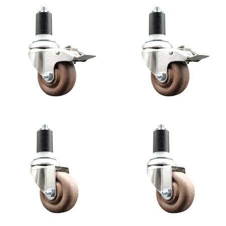 Service Caster 3.5 Inch 316SS High Temp Glass Filled Nylon 1-1/2 Inch Stem Caster Brake, 2PK SS316TTLEX20S3514-GFNSHT-2-S-2-112